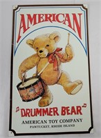 American Drummer Bear Metal Sign/ Scratched