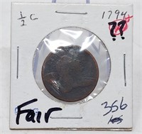 Liberty Cap Half Cent Fair-Weak Date