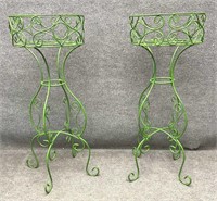 Pair of Metal Flower Plant Stands