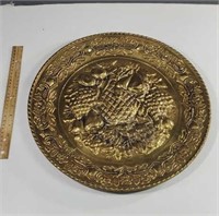 1940s English Solid Brass Wall Platter, made