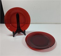 Vintage Ruby Red Glass Dinner Plates