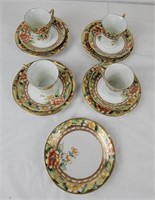 Hand painted Japan Teacups & Plates