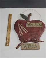 "Farm Fresh Apples" Wooden Sign with Wire Hanger