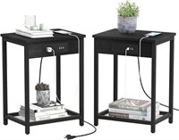 $80 Set Of 2 Nightstand with Charging Station Set
