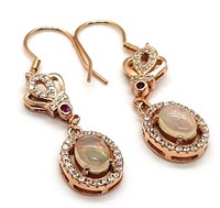 Opal rose colored pierced earrings