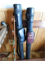 Pool Cue Wall Holder, 2 Cue Cases (no cues)