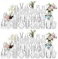 Weewooday 50 Pcs Glass Bud Vase Set Small Clear