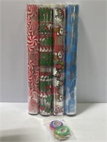 4 pcs Christmas cellophane wrap rolls