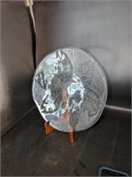 Kosta Boda Textured Glass Leaf Embossed Platter