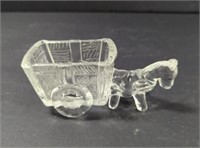 Vintage 1940's Glass Horse And Cart Trinket Dish