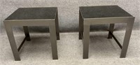 Pair of Metal and Glass End Tables