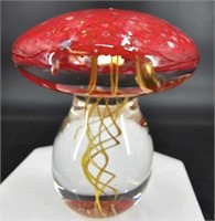 Wilkerson Red Signed Art Glass Mushroom Uv