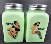 Jadeite Sexy Pin Up Girl Salt & Pepper Shakers