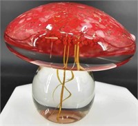Wilkerson Red Art Glass Signed Mushroom Uv