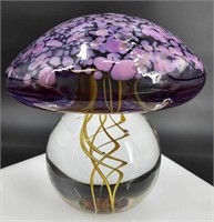 Wilkerson Purple Signed Art Glass Mushroom Uv