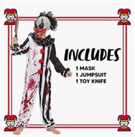Horror Clown Child Costume XL(12-14) Halloween