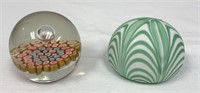 Two Hand Blown Art Glass Paperweights