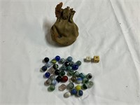 Vintage Marbles & Dice in Pouch