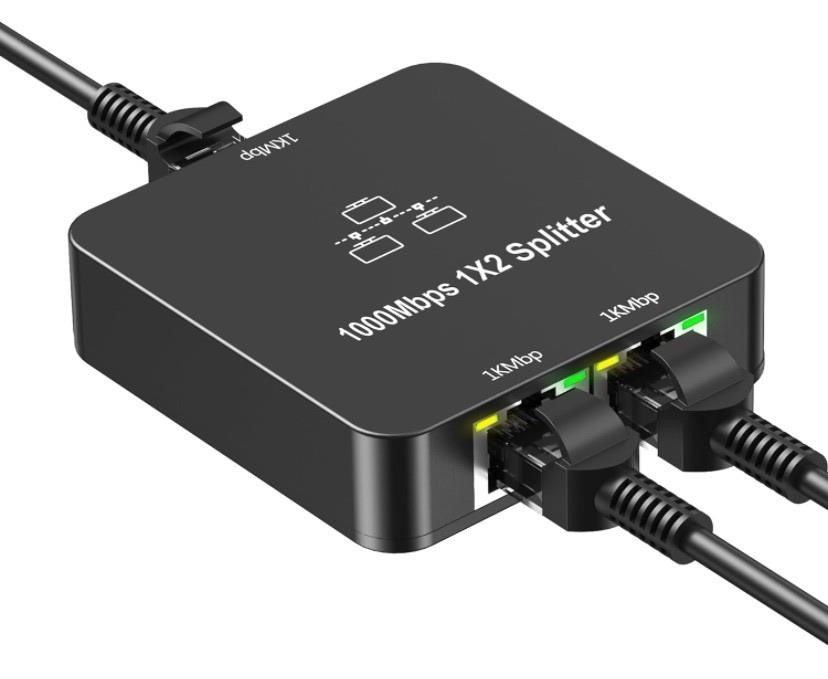 Ethernet Splitter 1 to 2 Out, 1000Mbps High Speed