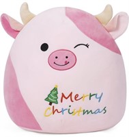 Pink cow merry Christmas plush toy