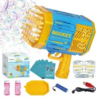 Rocket Bubble Gun . Blue/Yellow.  69 hole Foaming