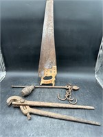 Vtg Hand Saw, Scale Parts & More