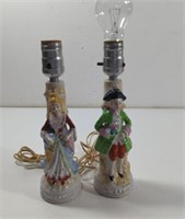 Vintage Porcelain Victorian Lady And Man Lamps