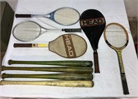 Vintage Baseball Bats/Tennis Rackets