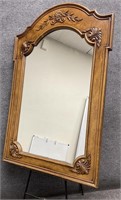Heavily Carved Wood Framed Hanging Mirror