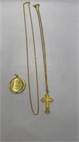Gold Color Cross/Pendant Necklace Set