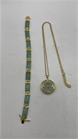 Green Jade Bracelet/Necklace Set