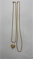 Gold Tone Necklace and Pearl Pendant Lot