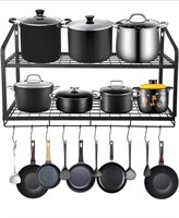 ($110) Amtiw Hanging Pot Rack, 2 Tier Pan