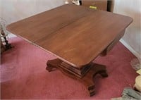 Antique Solid Wood Flip Top Rolling Table