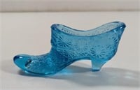 Vintage Fenton Daisy UV 365 NM Blue Glass Shoe