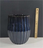 Pottery Barn Large Dark Blue Stoneware Planter