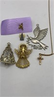 Religious Pin/Necklace Set