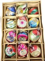 12 Vintage Glass Christmas Ornaments