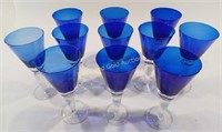 Blown Glass Cobalt Blue Goblets - Vintage