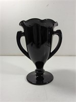 Vintage Black Amethyst Glass Trophy Vase