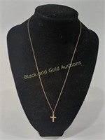 Marked 14K Gold Necklace & Cross Pendant