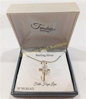 Marked 925 Sterling Silver Cross Necklace NIB