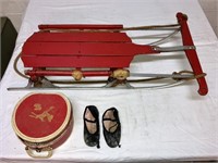 Vintage Child’s Sled/Ballet Shoes & Case