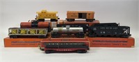 9 Lionel O Gauge Railroad Cars with Original Boxes