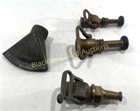 (4) Fireman’s Brass Hose Nozzle Attachments