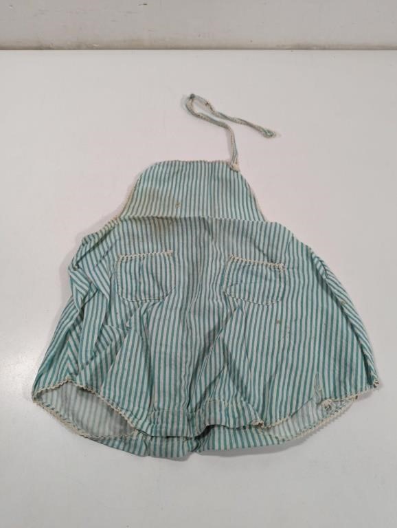 Vintage Child's Romper Outfit Teal striped