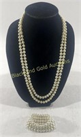 Faux Pearl Necklace & Bracelet