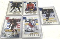 (5) Autographed 1988 Pinnacle NHL Sport Cards