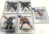 (5) Autographed 1988 Pinnacle NHL Sport Cards