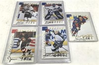 (5) Autographed 1988 Pinnacle NHL Sport Cards